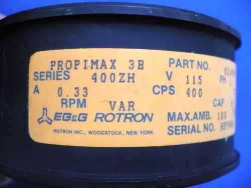 Fan 115 Volt EG&amp;G Rotron 400ZH VAR RPM 3650 PROPIMAX 3B CPS 400 MAX AMB 100