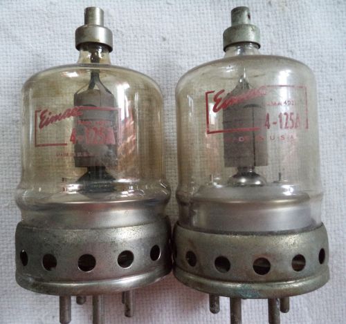 (2) Eimac 4-125A Radial Beam Power Tube for Amplifier, Oscillator, or Modulator