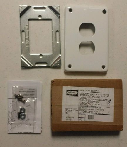 HUBBELL WIRING DEVICE SWP8 Wall Outlet plate,1 Gang, White Security Duplex Plate