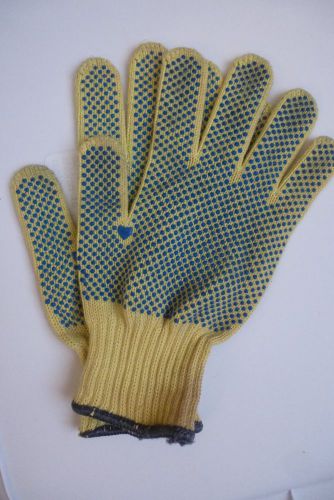 Cut Resistant 100-Percent Kevlar Gloves w PVC Dots on Both Sides Yellow Large