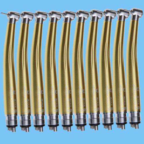 10 NSK type Dental High speed Handpiece Push button Standard Head 4-Holes Golden