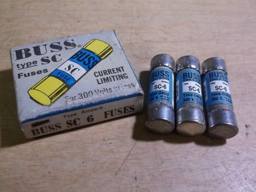 NEW Buss Fuse Type SC 6 Amp 300V, Lot of 3 Fuses *FREE SHIPPING*
