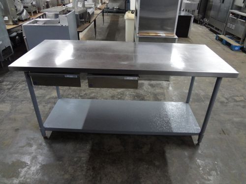 Stainless steel table 72 x 30 x 34 with 2 add on drawers #579