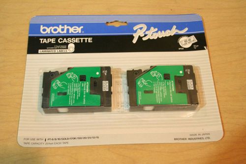 Brother P-Touch TC-20, 2 pack Tape Cassette Black on Clear Labels 1/2&#034; 12mm