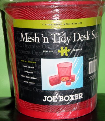 JOE BOXER SMILEY HAPPY FACE MESH &#039;N TIDY DESK SET ORGANIZER RED - NEW