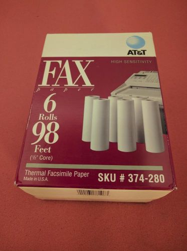 AT&amp;T Thermal Facsimile Paper 6 Rolls 98 Feet (1/2 Core) SKU#374-280