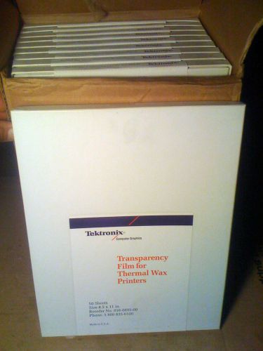 500 Sheets TEKTRONIX 8 1/2 x 11 TRANSPARENCY FILM FOR THERMAL WAX PRINTERS 10 Bx