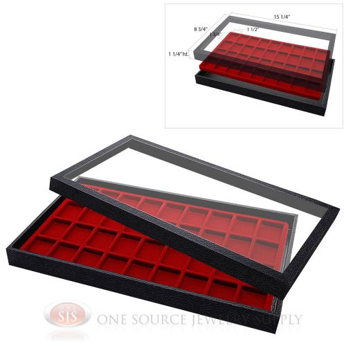 (1) Acrylic Top Display Case &amp; (1) 36 Compartmented Red  Insert Organizer