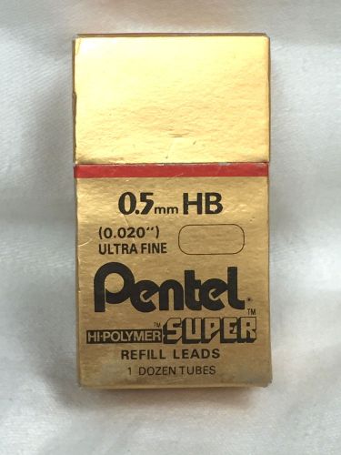 Pentel Hi-Polymer Super Ultra Fine 0.5 mm HB Refill Leads Unopened Box of 12-T2