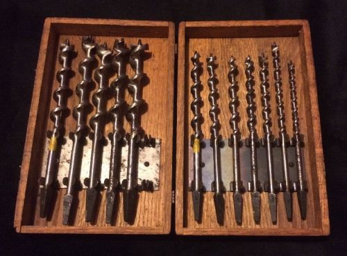 Vintage Irwin Auger Bit Set with Dovetail Wood Box - Made In USA
