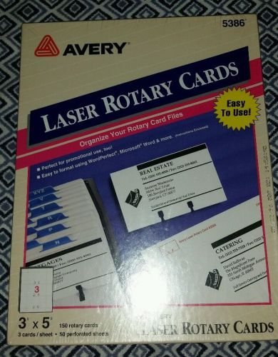 Avery 5386 Laser Rotary Cards  3&#034; X 5&#034; New Sealed NOS 150 Cards