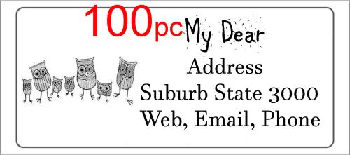 100 Personalised return address label custom sticky mailing sticker 56x25mm owl