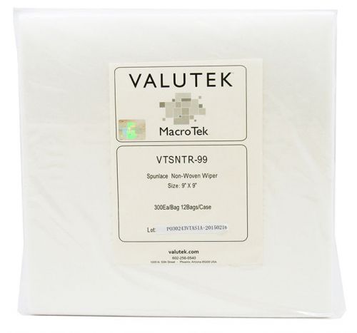 Vtsntr-99 valutek cleanroom spunlace non-woven wiper 9&#034; x 9&#034; (300 ea/bag) for sale