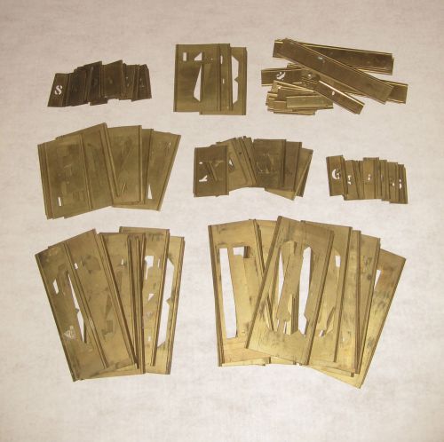 106 vintage brass stencils interlocking assorted sizes letters numbers for sale