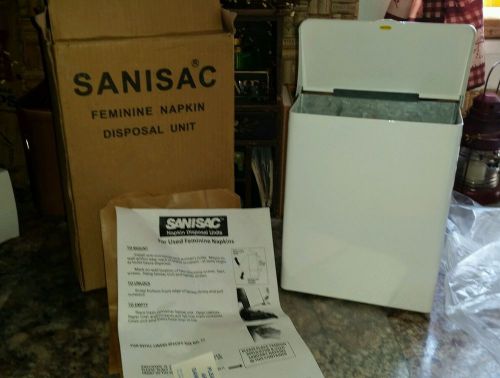 NEW SANISAC Feminine Hygeine Sanitary Napkin Disposal Unit Wall Mount #33W White