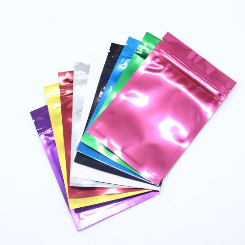 8.5x13cm Glossy Flat Aluminum Foil Zip Lock Bag Resealable Mylar Pouch Food Safe