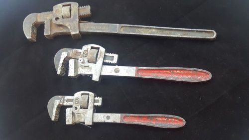Lot of 3 Pipe Wrenches BROKEN FOR PARTS ONLY Merit Stillson USA OXWALL Germany