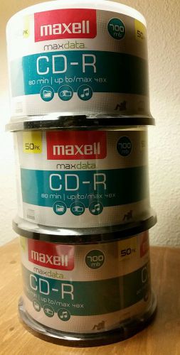 Lot of 3 Maxell Branded CD-R, 80 Min/700MB, 48x Speed, 50/Spindle (150 total)