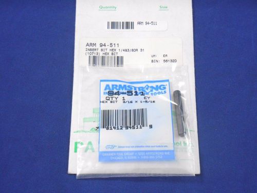 New armstrong 3/16&#034; x 1-5/16&#034; hex bit for socket, 1/4&#034; 3/8&#034; drive, 94-511 94-111 for sale