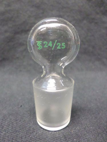 Chemglass 24/25 Hollow Closed Bottom Glass Pennyhead Stopper, Medium Length