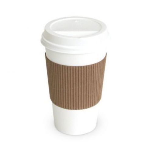 100 paper coffee cup/disposable hot cup 20 oz. white with 100 cappuccino lids an for sale