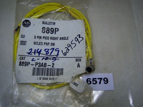 (6579) Allen Bradley 3 Pin PICO Cable 889P-P3AB2 Right Angle