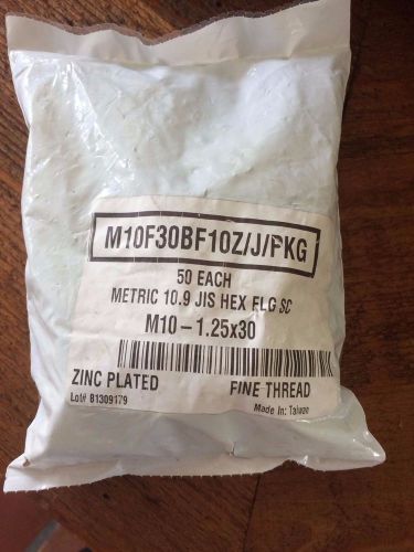 New bag of 50 m10-1.25 x 30 mm (ft) fine thread 10.9 jis hex flg (screw) bolt for sale
