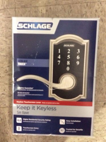 New Schlage Touch Camelot Lock w/ Accent Lever Satin Nickel FE695 V CAM 619 ACC