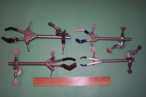 4 Used Clamps Lab Clamps Laboratory Clamps 3 Pronged and  1 No-Pronged