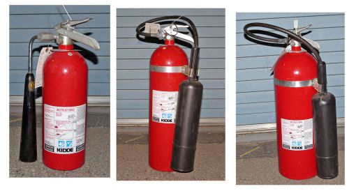 Lot of 3 - co2 kidde fire extinguishers 20lb, 15lb, 10lb, all recharged dec 2014 for sale