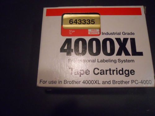 BROTHER 4000XL RED ON WHITE 1/2&#034; (12 mm) LABEL TAPE