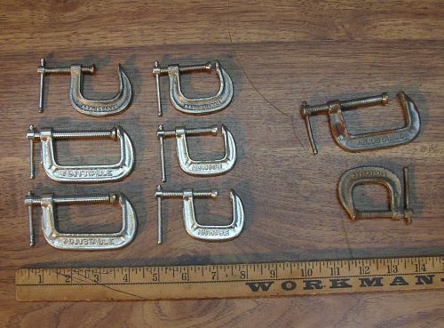 Old Used Tools,6 Small &#034;Adjustable&#034; Brand &#034;C&#034; Clamps &amp; Two Bonus Clamps!!