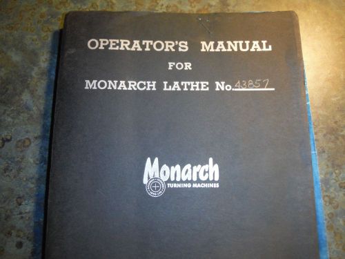 Monarch lathe operators manual series 62 dyna -shift   xlnt cond for sale