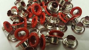100 SETS  #0 1/4&#034; RED Grommet &amp; Washers, Made of Iron with RED Finish, USA SALE