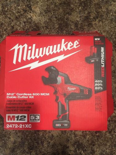 Milwaukee 2472-21xc m12 600 mcm cordless cable cutter kit 12volt cooper aluminum for sale