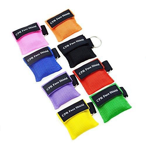 Rising power 8 color mini res-cue one way valve cpr mask keychain (8-pack)face for sale
