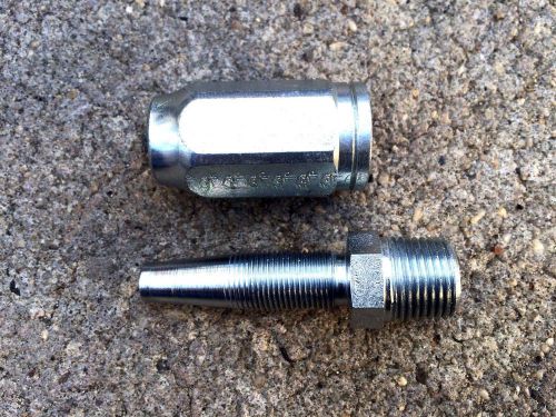 Gates 3/8&#034; Reusable Coupler Hydraulic Fittings Solid for 1-Wire Hose