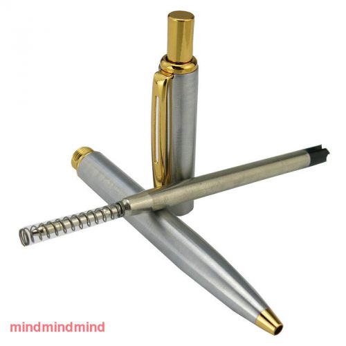 Baoer 37 stainless steel metal silver push button ballpoint pen for sale