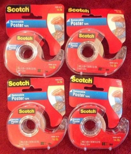 Lot 4 Scotch Tape Removable poster two sided 3/4 X 150 Inches #109 Scrapbooking