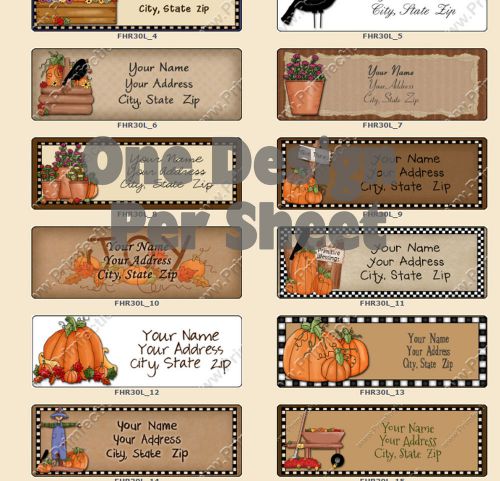 Personalized Whimsy Primsy Autumn Blessings Sheet of 30 Return Address Labels