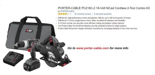 Porter Cable 18 V. Ni-Cad 2-Piece Cordless Compact Power Too Combo Kit PC218C-2
