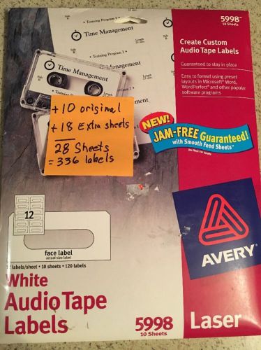 Avery 5998 White Audio Tape Laser Labels 132 Labels Discontinued + Extra 18 Shts