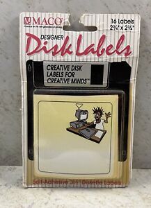 Vintage MACO Designer Disk Labels Computer Floppy Disk 2 3/4” X 2 3/4” Disc