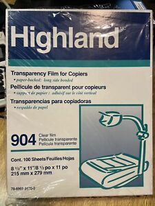 Highland Transparency Film for Copiers 80 Sheets 904 - NEW, Open Box
