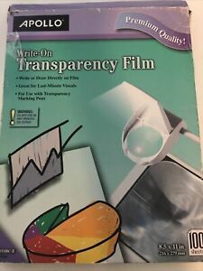 Apollo Write-On Transparency Film 100 Sheets 8.5 X 11 In  VWO100C-B Clear