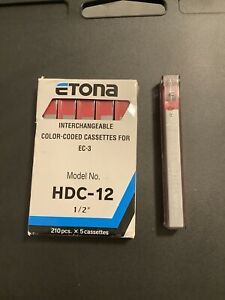 ETONA HDC-12 Red 1/2&#034; Color Coded Cassettes STAPLES for EC-3 Stapler 6 cassettes