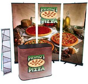 Case to Podium kit with 3 banners and literature stand