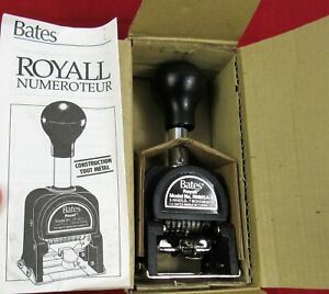 Bates Royall RNM6-7 Automatic Numbering Machine Ink Stamp w/ BOX INSTRUCTIONS