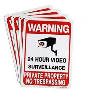 4-Pack Private Property No Trespassing Sign, Video Surveillance Signs