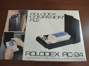 Vintage Rolodex RC-24 Travel Handle Card File Organizer 500 Blank Cards BlackNIB